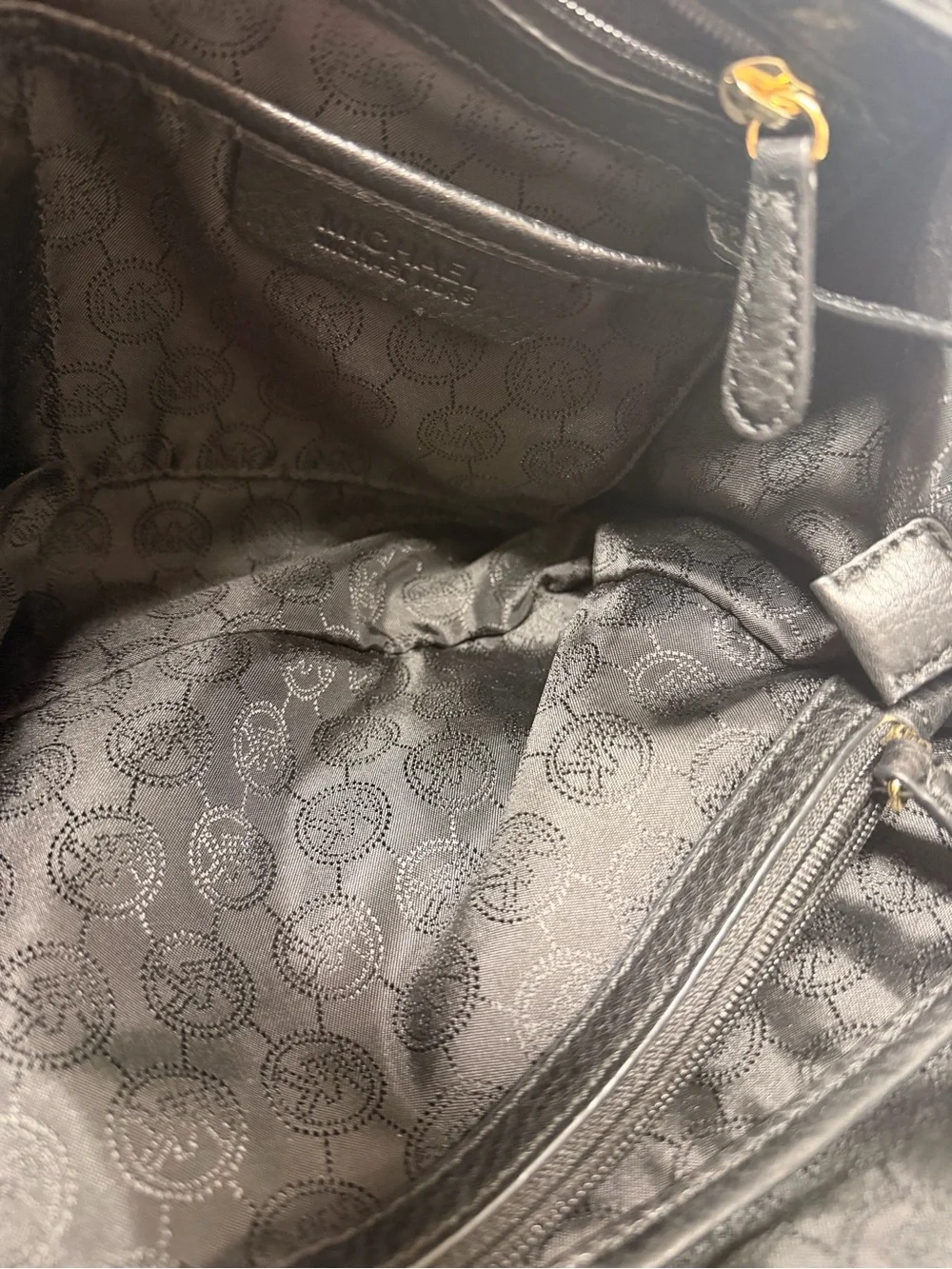 Michael Kors Black Pebbled Leather Hobo with Gold Hardware